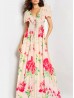 Floral V -Neck Short Sleeved Summer Dress